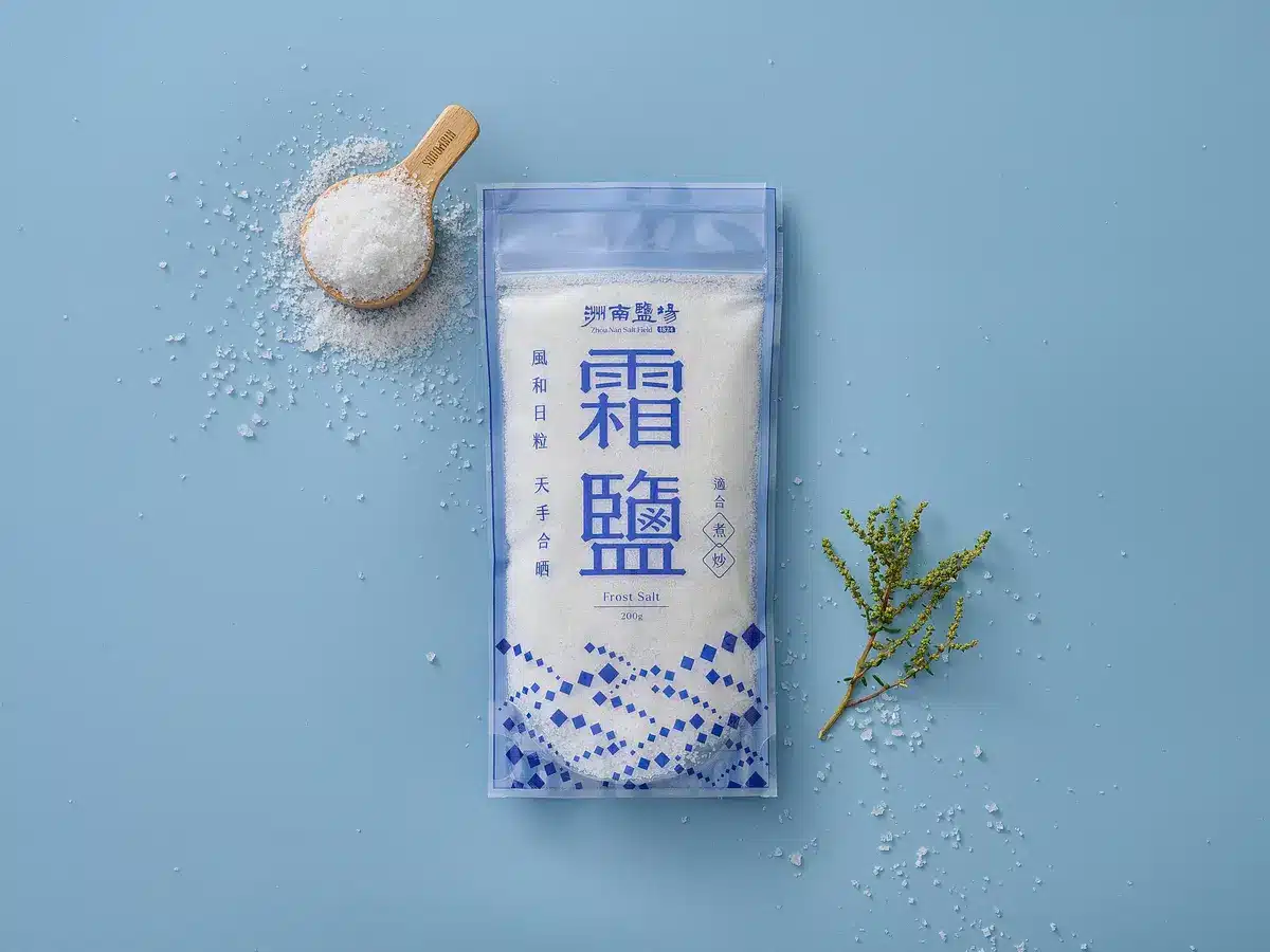 洲南鹽場日曬霜鹽首圖